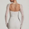 St Germain Embellished Long-Sleeve Mini Dress in White