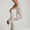 St Germain Embellished Long-Sleeve Mini Dress in White