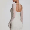 St Germain Embellished Long-Sleeve Mini Dress in White