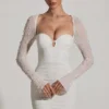 St Germain Embellished Long-Sleeve Mini Dress in White
