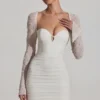 St Germain Embellished Long-Sleeve Mini Dress in White