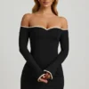 Stasia Modal Off-Shoulder A-Line Mini Dress in Black