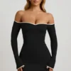 Stasia Modal Off-Shoulder A-Line Mini Dress in Black