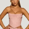 Sterling Embellished Draped Corset Top in Lavender Pink