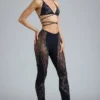 Stevie Embellished Mid-Rise Flared Trousers in Black