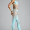 Stevie Embellished Mid-Rise Flared Trousers in Ice Blue