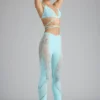 Stevie Embellished Mid-Rise Flared Trousers in Ice Blue