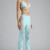 Stevie Embellished Mid-Rise Flared Trousers in Ice Blue