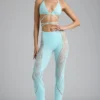 Stevie Embellished Mid-Rise Flared Trousers in Ice Blue