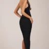 Storie Halterneck Split Hem Midaxi Dress in Black