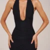 Storie Halterneck Split Hem Midaxi Dress in Black