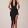 Storie Halterneck Split Hem Midaxi Dress in Black