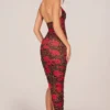 Storie Halterneck Split Hem Midaxi Dress in Rose Leopard Print