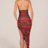 Storie Halterneck Split Hem Midaxi Dress in Rose Leopard Print