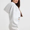 Stretch Cotton Fleece Cropped Hoodie in Grey Marl