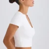 Stretch Cotton Jersey Graphic Print Cropped T-Shirt in White