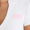 Stretch Cotton Jersey Graphic Print Cropped T-Shirt in White