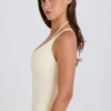 Stretch Cotton Jersey Layered Crossback Bodysuit in Cream