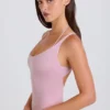 Stretch Cotton Jersey Layered Crossback Bodysuit in Mauve