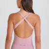 Stretch Cotton Jersey Layered Crossback Bodysuit in Mauve