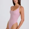 Stretch Cotton Jersey Layered Crossback Bodysuit in Mauve