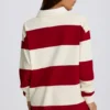 Striped Oversized Long-Sleeve T-Shirt in Dark Red