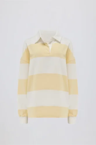 Striped Oversized Long-Sleeve T-Shirt in Lemon