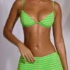 Striped Swim Underwired Bikini Top in Green Print