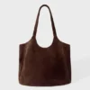 Suede Tote Bag in Espresso