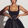 Sueno Woven Taffeta Corset Mini Dress in Jet Black