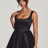 Sueno Woven Taffeta Corset Mini Dress in Jet Black