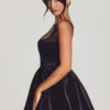 Sueno Woven Taffeta Corset Mini Dress in Jet Black