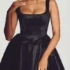 Sueno Woven Taffeta Corset Mini Dress in Jet Black