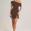 Suhana Modal Asymmetric A-Line Mini Dress in Chocolate Brown