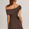Suhana Modal Asymmetric A-Line Mini Dress in Chocolate Brown