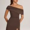 Suhana Modal Asymmetric A-Line Mini Dress in Chocolate Brown
