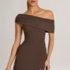 Suhana Modal Asymmetric A-Line Mini Dress in Chocolate Brown