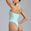 summer Lace-Up Halterneck Bodysuit in Ice Blue