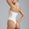 summer Lace-Up Halterneck Bodysuit in Ivory