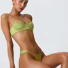 Sunray Embellished Wide Strap Cheeky Bikini Bottoms in Pear Green