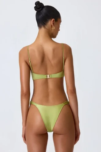 Sundial Embellished Underwired Balconette Bikini Top in Pear Green