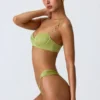 Sunray Embellished Wide Strap Cheeky Bikini Bottoms in Pear Green