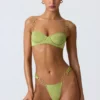 Sunray Embellished Wide Strap Cheeky Bikini Bottoms in Pear Green