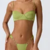 Sunray Embellished Wide Strap Cheeky Bikini Bottoms in Pear Green