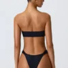 Sunny Isles Embellished Cut-Out Bandeau Bikini Top in Black