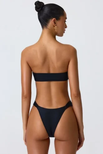 Sunny Isles Embellished Cut-Out Bandeau Bikini Top in Black