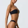 Sunny Isles Embellished Cut-Out Bandeau Bikini Top in Black