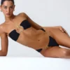 Sunny Isles Embellished Cut-Out Bandeau Bikini Top in Black