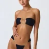 Sunny Isles Embellished Cut-Out Bandeau Bikini Top in Black