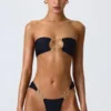 Sunny Isles Embellished Cut-Out Bandeau Bikini Top in Black
